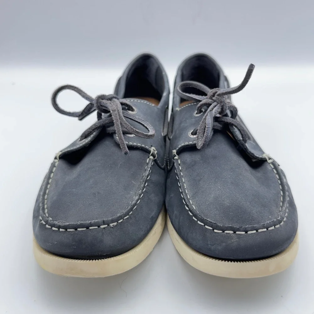Johnston‎ & Murphy Mens Navy Blue Zeke Leather Boat Shoes Moc Toe Loafers 6M